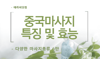 다양한 마사지 종류, 그 여섯번째 이야기 : 중국마사지 특징 및 효능
